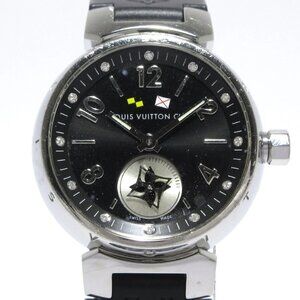 LOUIS VUITTON Tambour Lovely Cup Q12M1 Silver Black Wrist Watch bran-716-090325